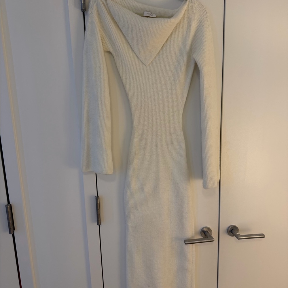 Meshki Cream Long Sleeve Knit Dress
